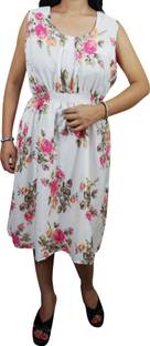 Indiatrendzs Women A-line White Dress