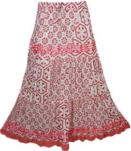 Indiatrendzs Printed Women A-line Red Skirt