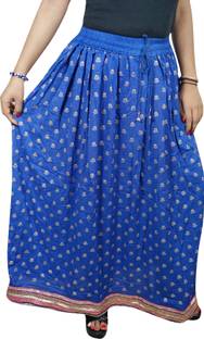 Indiatrendzs Self Design Women A-line Blue Skirt