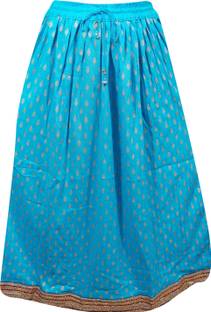 Indiatrendzs Self Design Women A-line Blue Skirt