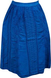 Indiatrendzs Embroidered Women A-line Blue Skirt