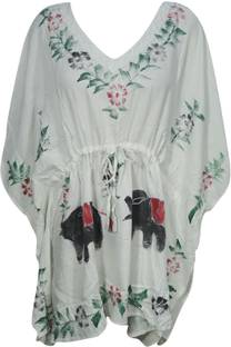 Indiatrendzs Embroidered Rayon Women's Kaftan