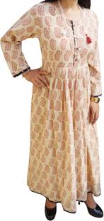 Indiatrendzs Women's Maxi Beige Dress