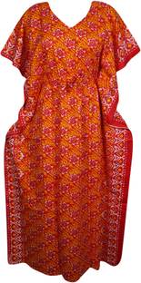 Indiatrendzs Printed Cotton Women's Kaftan