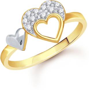Vk Jewels Double Heart Alloy Diamond 18k Yellow Gold Plated Ring Vk Jewels Double Heart Alloy Diamond 18k Yellow Gold Plated Ring