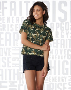 Military print shirts for women's Clearance