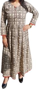 Indiatrendzs Women's Maxi Beige Dress