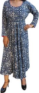 Indiatrendzs Women's Maxi Blue Dress