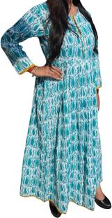 Indiatrendzs Women's Maxi Light Blue Dress