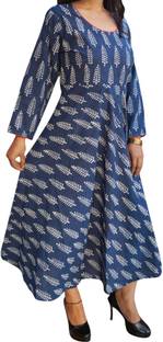 Indiatrendzs Women's Maxi Blue Dress