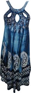 Indiatrendzs Women A-line Blue Dress