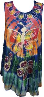 Indiatrendzs Casual Sleeveless Tie & Dye Women's Multicolor Top