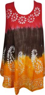 Indiatrendzs Casual Sleeveless Tie & Dye Women's Multicolor Top