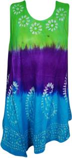 Indiatrendzs Casual Sleeveless Tie & Dye Women's Multicolor Top