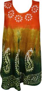 Indiatrendzs Casual Sleeveless Tie & Dye Women's Multicolor Top