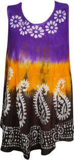 Indiatrendzs Casual Sleeveless Tie & Dye Women's Multicolor Top
