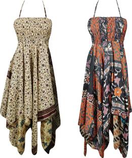Indiatrendzs Women's Fit and Flare Multicolor Dress