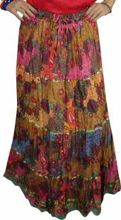 Indiatrendzs Printed Women's Flared Multicolor Skirt