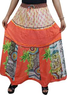 Indiatrendzs Printed Women's Flared Multicolor Skirt