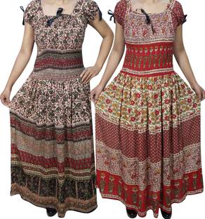 Indiatrendzs Women's Maxi Multicolor Dress