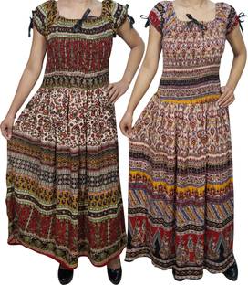 Indiatrendzs Women's Maxi Multicolor Dress