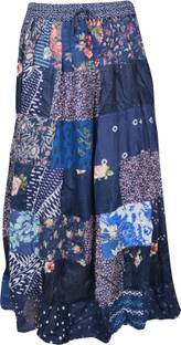 Indiatrendzs Printed Women A-line Blue Skirt