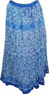 Indiatrendzs Printed Women A-line Blue Skirt