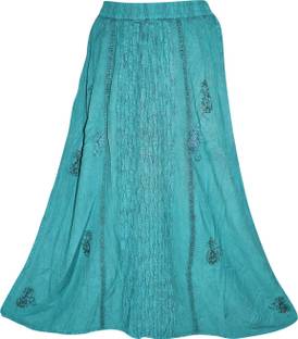 Indiatrendzs Embroidered Women A-line Green Skirt