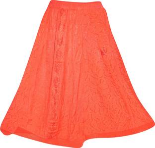 Indiatrendzs Embroidered Women A-line Red Skirt