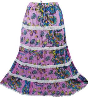 Indiatrendzs Printed Women A-line Pink Skirt
