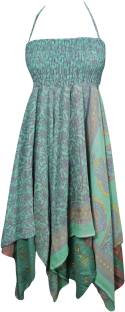 Indiatrendzs Women's Fit and Flare Light Green Dress