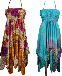Indiatrendzs Women's Fit and Flare Multicolor Dress