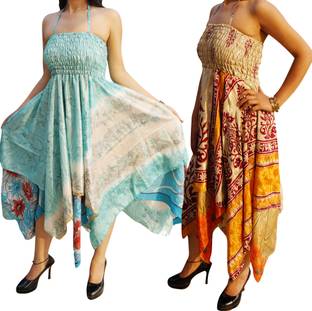 Indiatrendzs Women's Fit and Flare Multicolor Dress