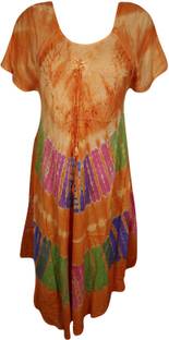 Indiatrendzs Women's A-line Orange Dress
