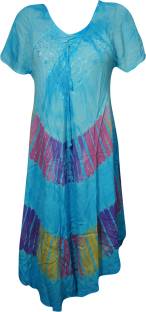 Indiatrendzs Women's A-line Light Blue Dress