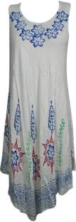 Indiatrendzs Women's A-line White Dress