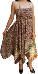 Indiatrendzs Women's Layered Brown, Maroon Dress