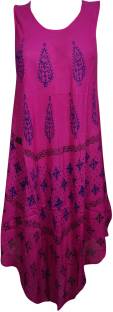 Indiatrendzs Women's A-line Pink Dress