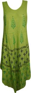 Indiatrendzs Women's A-line Light Green Dress