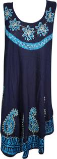 Indiatrendzs Women's A-line Blue Dress