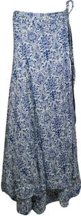 Indiatrendzs Printed Women Wrap Around Blue Skirt