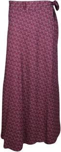 Indiatrendzs Printed Women Wrap Around Maroon Skirt