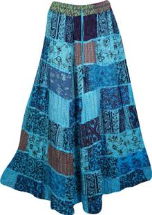 Indiatrendzs Printed Women A-line Blue Skirt