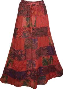 Indiatrendzs Printed Women A-line Red Skirt