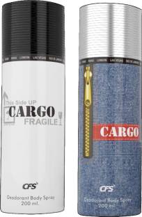 CARGO CFS WHITE & CFS BLUE DEODORANT BODY SPRAY LONG LASTING 200ML+200ML PACK OF 2 PC Deodorant Spray  -  For Men & Women
