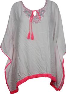 Indiatrendzs Embroidered Rayon Women Kaftan