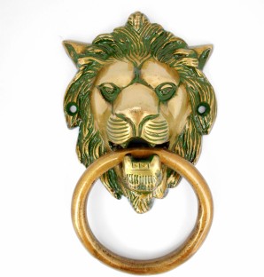 Antique Finish 7.5inch Brass Made Lion Decorative Face Brass Metal Door Knocker Traditional Home Decor