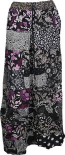 Indiatrendzs Printed Women Broomstick Black Skirt