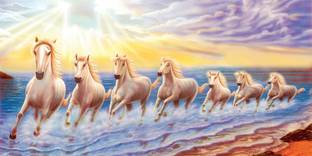 Vastu Poster White 7 Horse Poster Wall Sticker Wall Painting