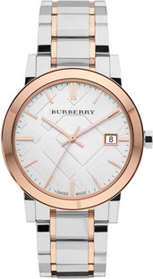 burberry women's bu9109 beige leather strap watch